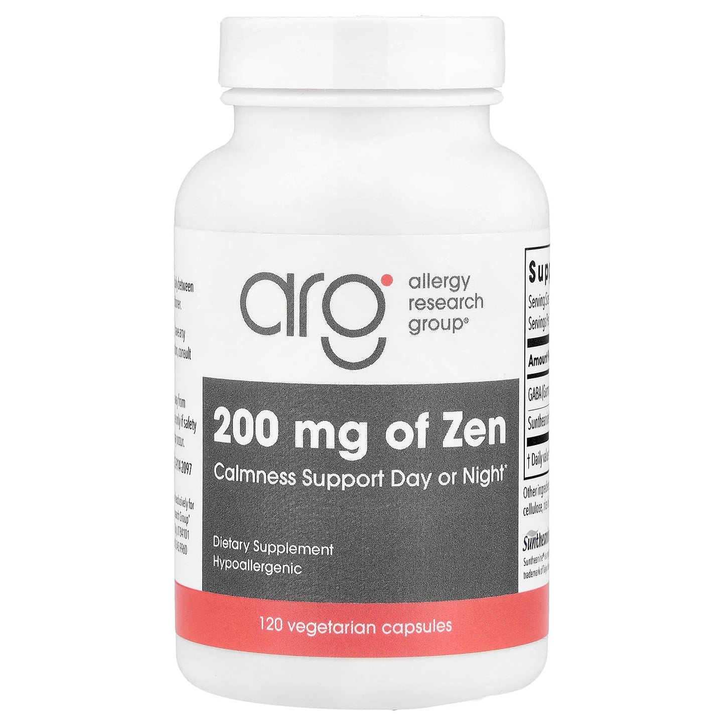 Allergy Research Group, Zen, 200 mg, 120 Vegetarian Capsules UPC 713947766501 | HiLife Vitamins
