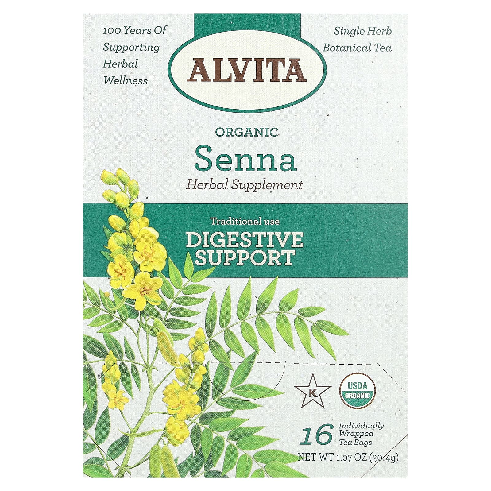 ALVITA TEAS, Senna Leaf Herbal Tea Supplement, 16 BAG UPC 850036675013 | HiLife Vitamins