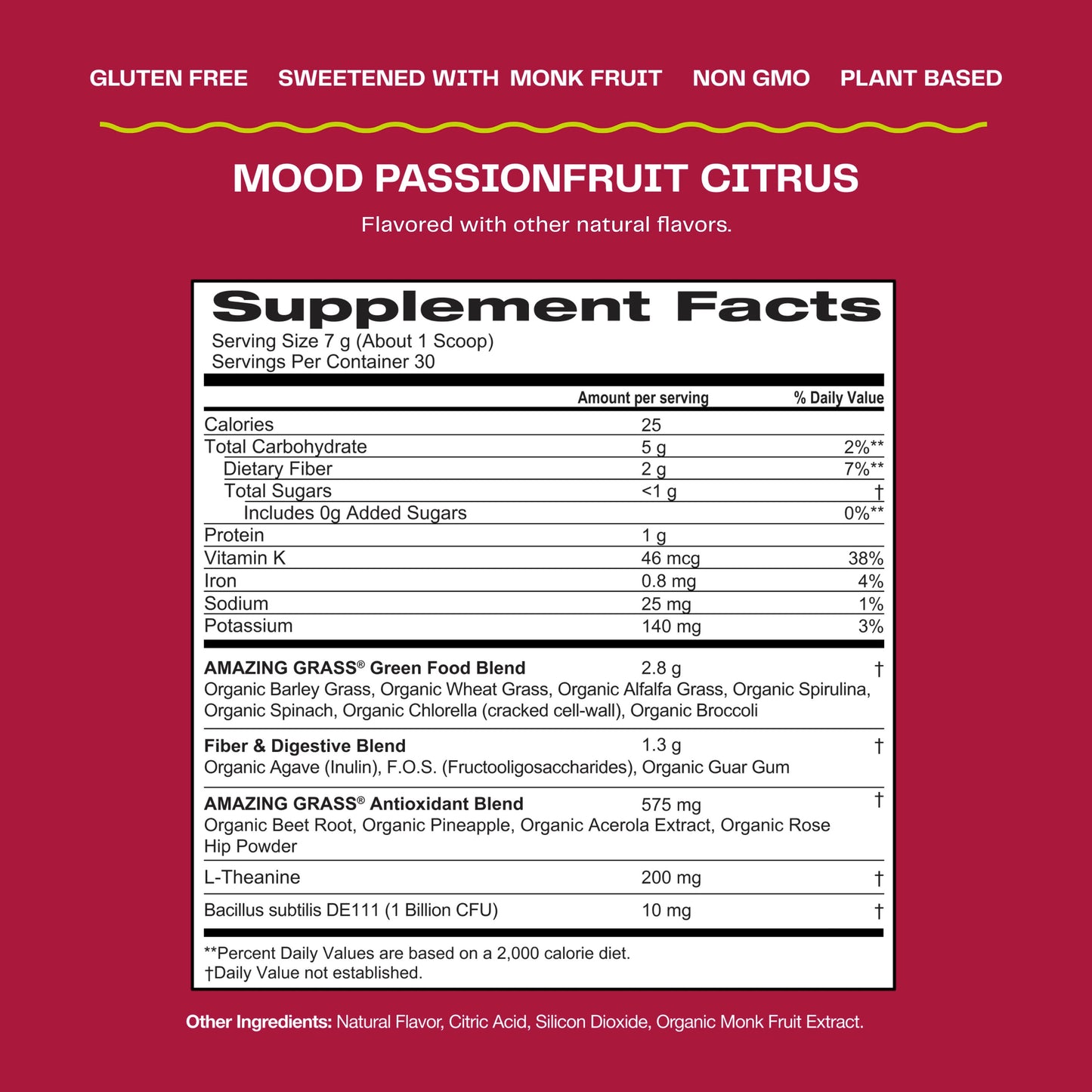 Amazing Grass, Greens Blend, Mood, Passionfruit Citrus, 7.4 oz (210 G) UPC 829835009152 | HiLife Vitamins