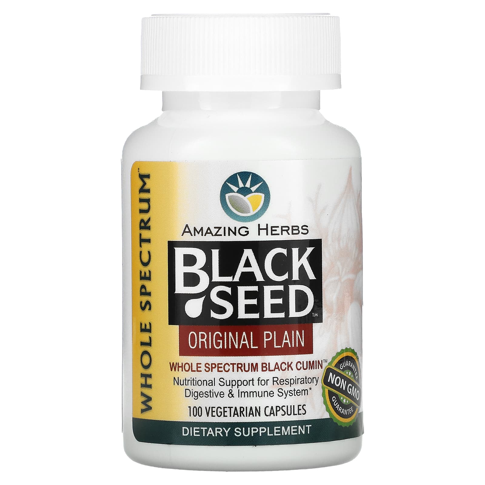 Amazing Herbs, Black Seed Original Plain, 100 Capsules UPC 665231021004 | Hilife Vitamins
