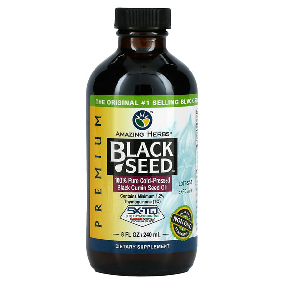 Amazing Herbs, Premium Black Seed Oil, 8 Oz - 665231120080 | Hilife Vitamins