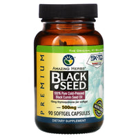 Amazing Herbs, Black Seed, 500 mg, 90 Softgel Capsules UPC 665231130904 | Hilife Vitamins