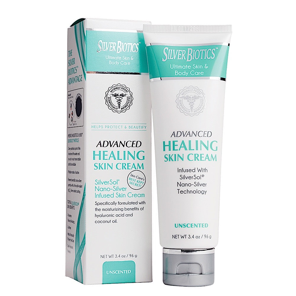 American Biotech Labs, Silver Biotics, Advanced Healing Skin Cream Unscented, 3.4 oz UPC 831060004642 | Hilife Vitamins
