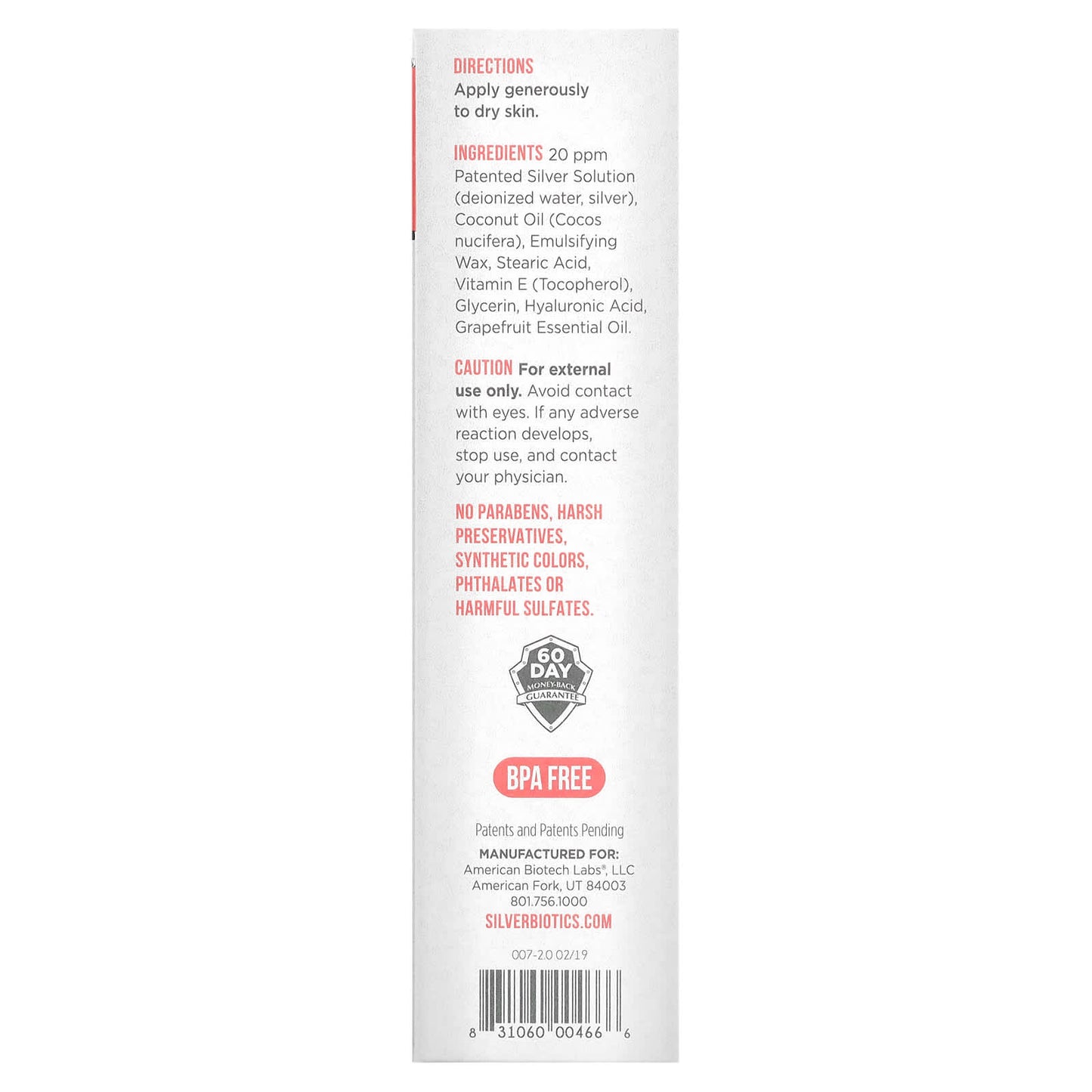 American Biotech Labs, Silver Biotics, Advanced Healing Skin Cream, Natural Grapefruit Scent, 3.4 Oz UPC 831060004666