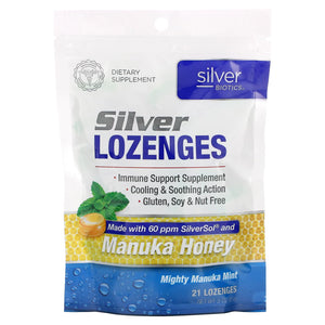 American Biotech Labs, Silver Biotics, Silver Lozenges with Manuka Honey, 21 Lozenges - 831060004901 | Hilife Vitamins