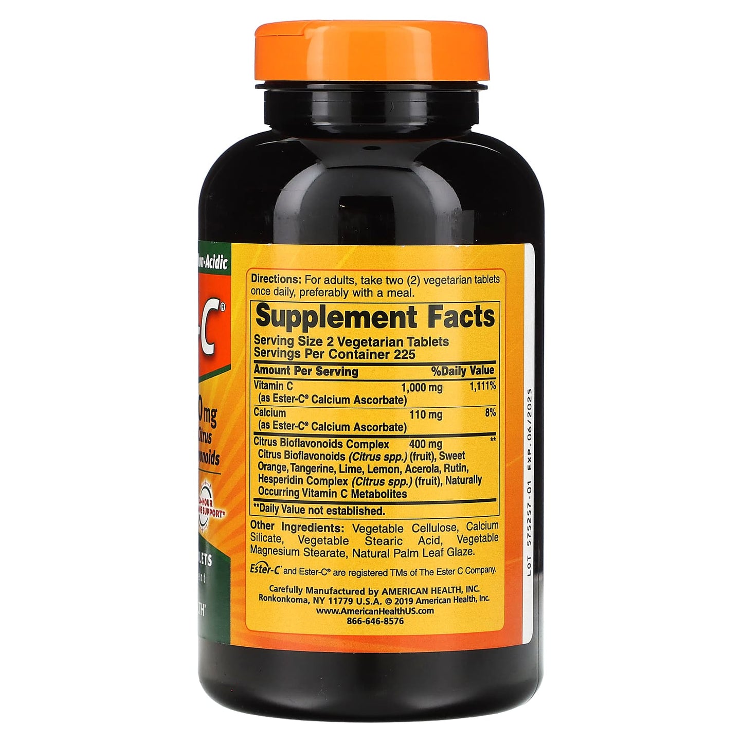 American Health, Ester-C w/Citrus Bioflavonoids 500mg, 450 Tab Vegi Tablets UPC 076630169561 | Hilife Vitamins