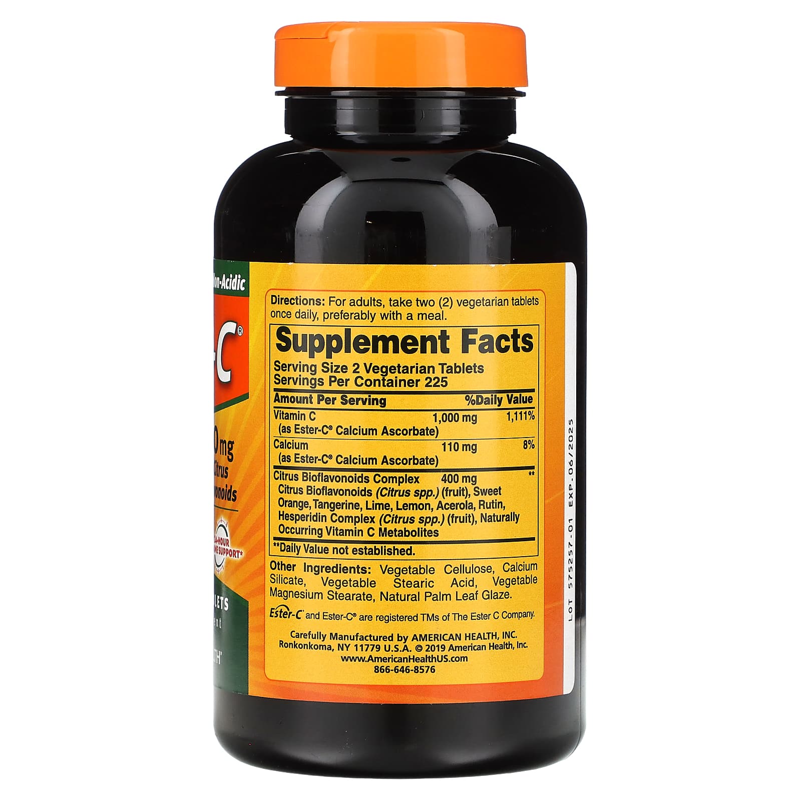 American Health, Ester-C w/Citrus Bioflavonoids 500mg, 450 Tab Vegi Tablets UPC 076630169561 | Hilife Vitamins
