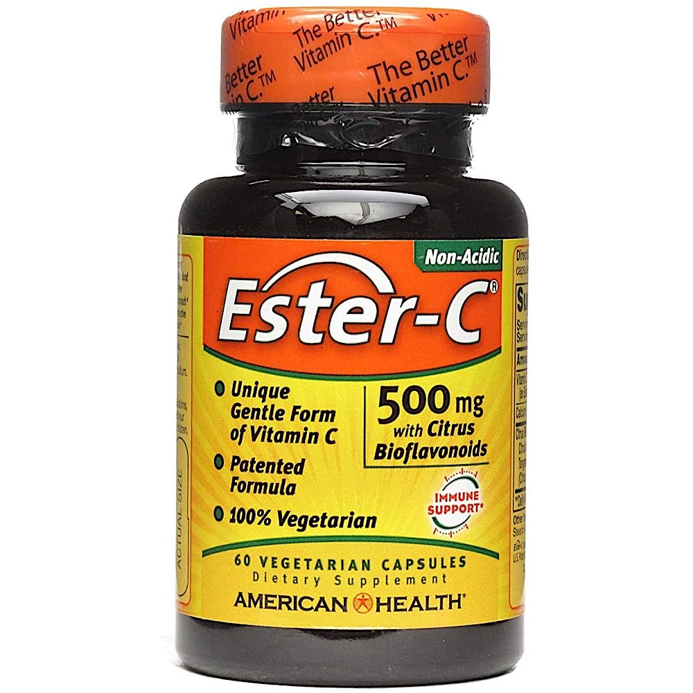 American Health, Ester-C w/Citrus Bioflavonoids 500 mg, 60 Vegetarian Capsules UPC 076630169653 | Hilife Vitamins