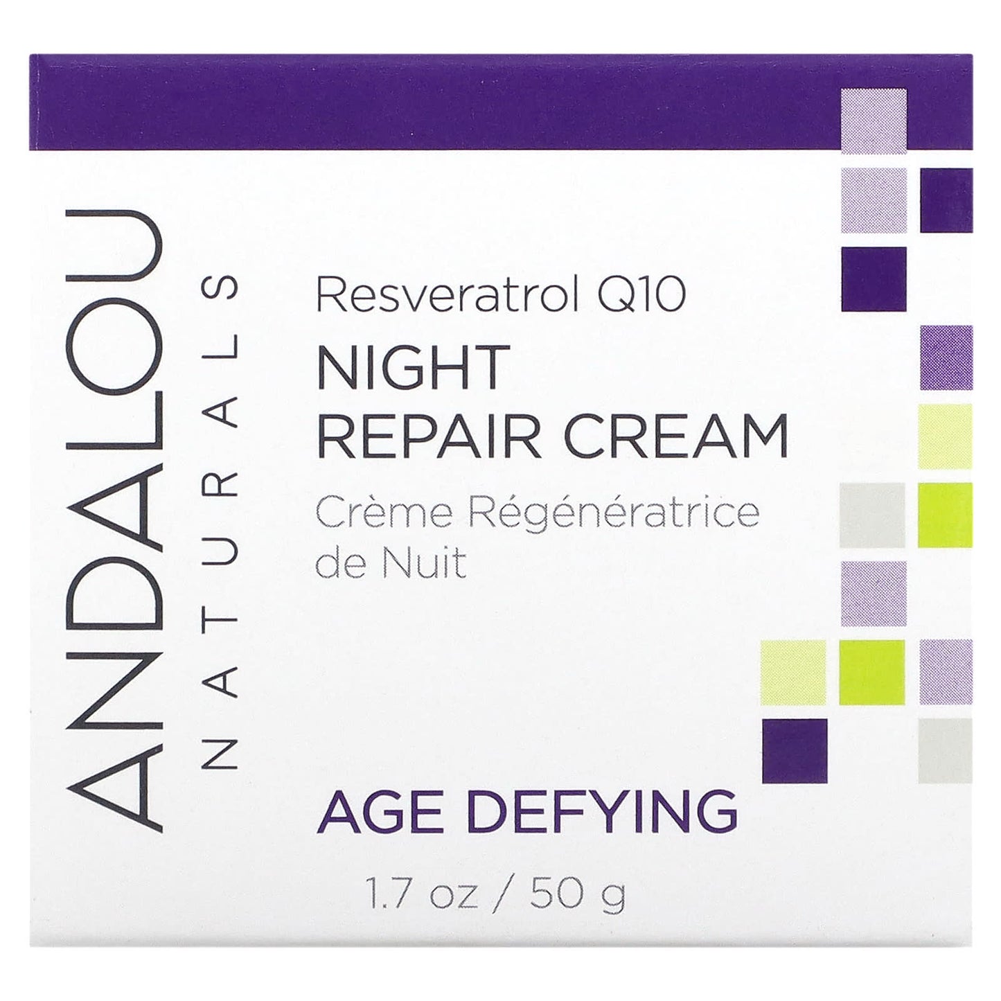 Andalou Naturals, Night Repair Cream, Resveratrol Q10, 1.7 oz (50 g) UPC 859975002317 | Hilife Vitamins