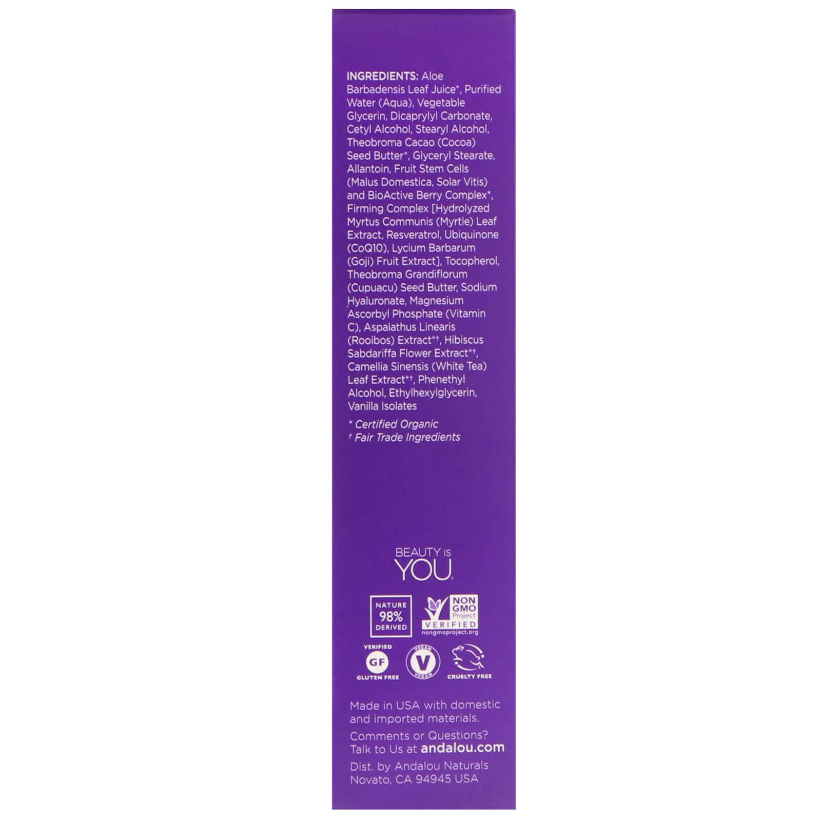 Andalou Naturals, Deep Wrinkle Dermal Filler, Age Defying, 0.6 fl oz (18 ml) UPC 859975002355 | Hilife Vitamins