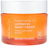 Andalou Naturals, Luminous Night Cream, Purple Carrot + C, Brightening, 1.7 fl oz (50 ml) UPC 859975002508 | Hilife Vitamins