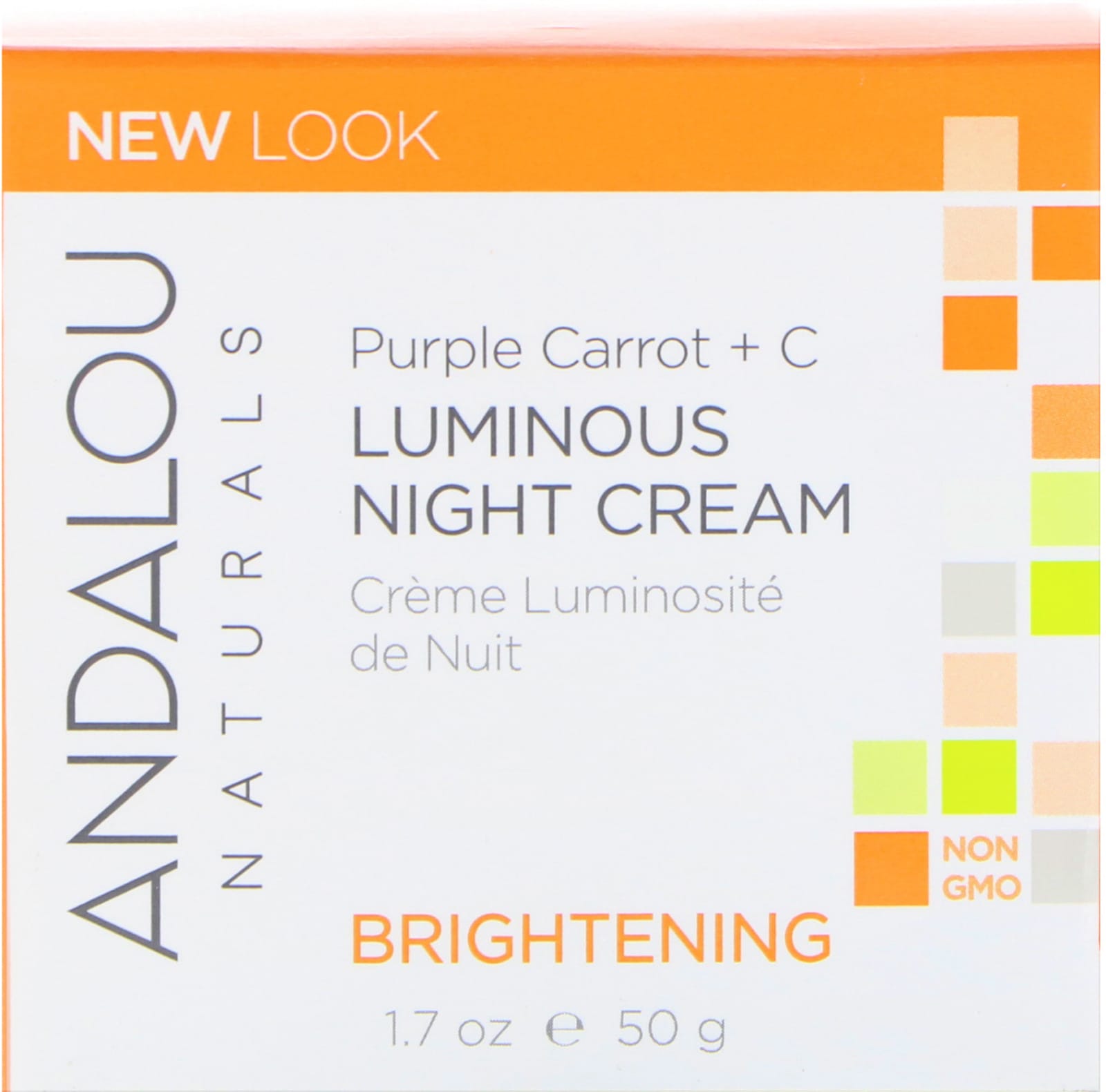 Andalou Naturals, Luminous Night Cream, Purple Carrot + C, Brightening, 1.7 fl oz (50 ml) UPC 859975002508 | Hilife Vitamins