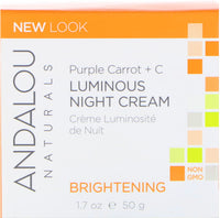 Andalou Naturals, Luminous Night Cream, Purple Carrot + C, Brightening, 1.7 fl oz (50 ml) UPC 859975002508 | Hilife Vitamins