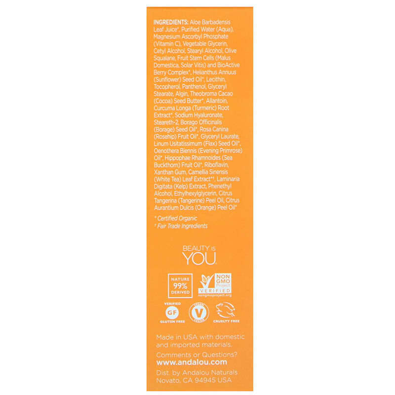 Andalou Naturals, Enlighten Serum, Turmeric + C, Brightening, 1.1 fl oz (32 ml) UPC 859975002546 | Hilife Vitamins