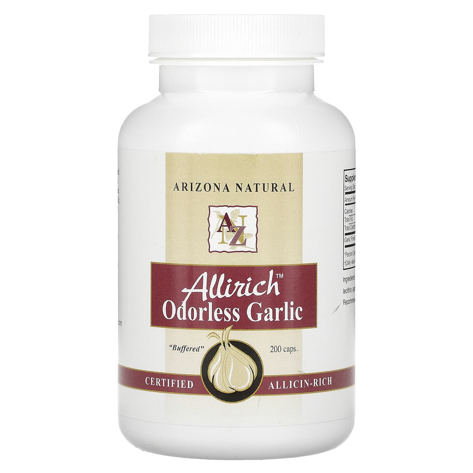 Arizona Natural Products, Allirich Garlic 500mg, 200 Capsules UPC 046802102504 | HiLife Vitamins