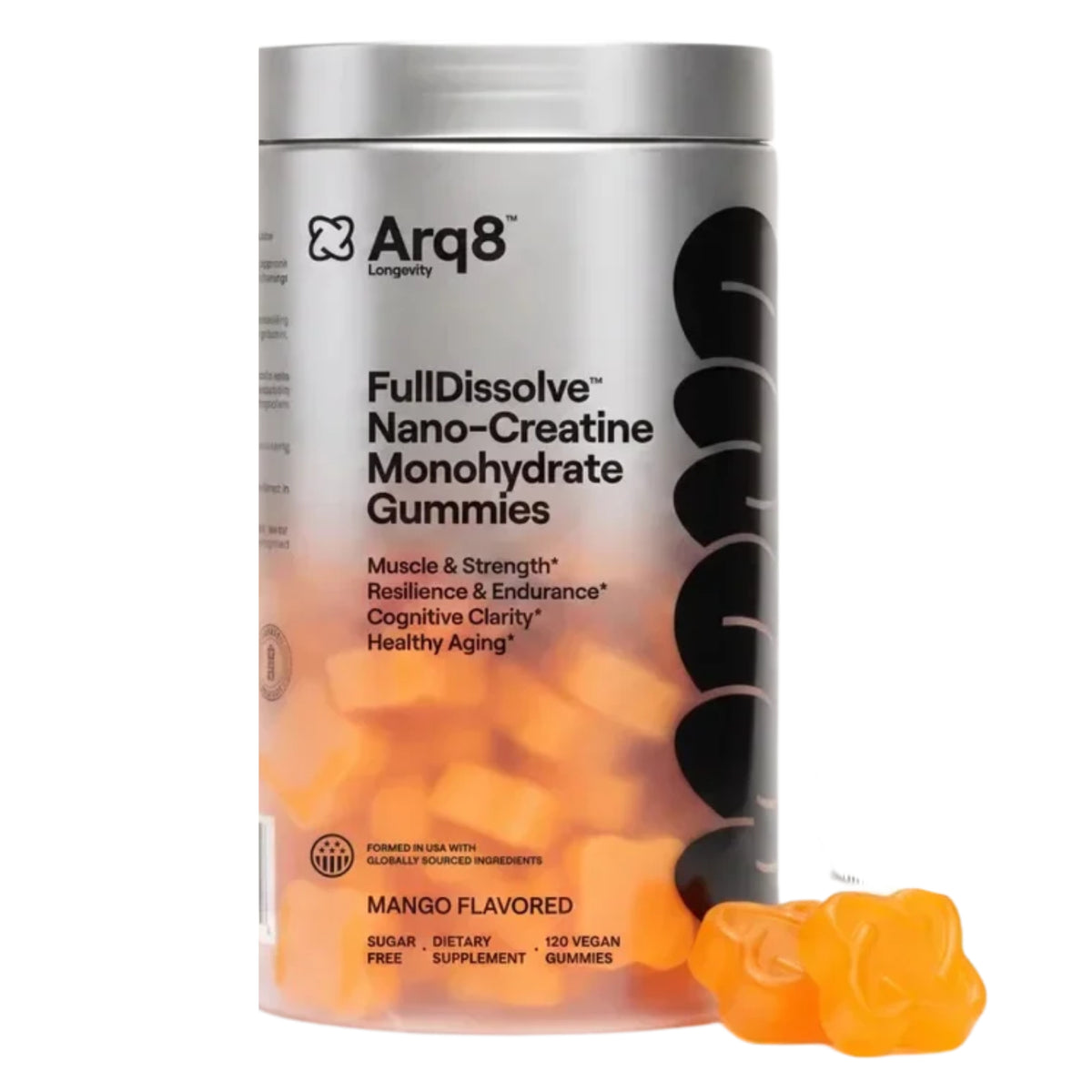 Arq8, FullDissolve™ Nano-Creatine Monohydrate Gummies, Mango Flavor, 120 Vegan Gummies UPC 850081849124 | Hilife Vitamins
