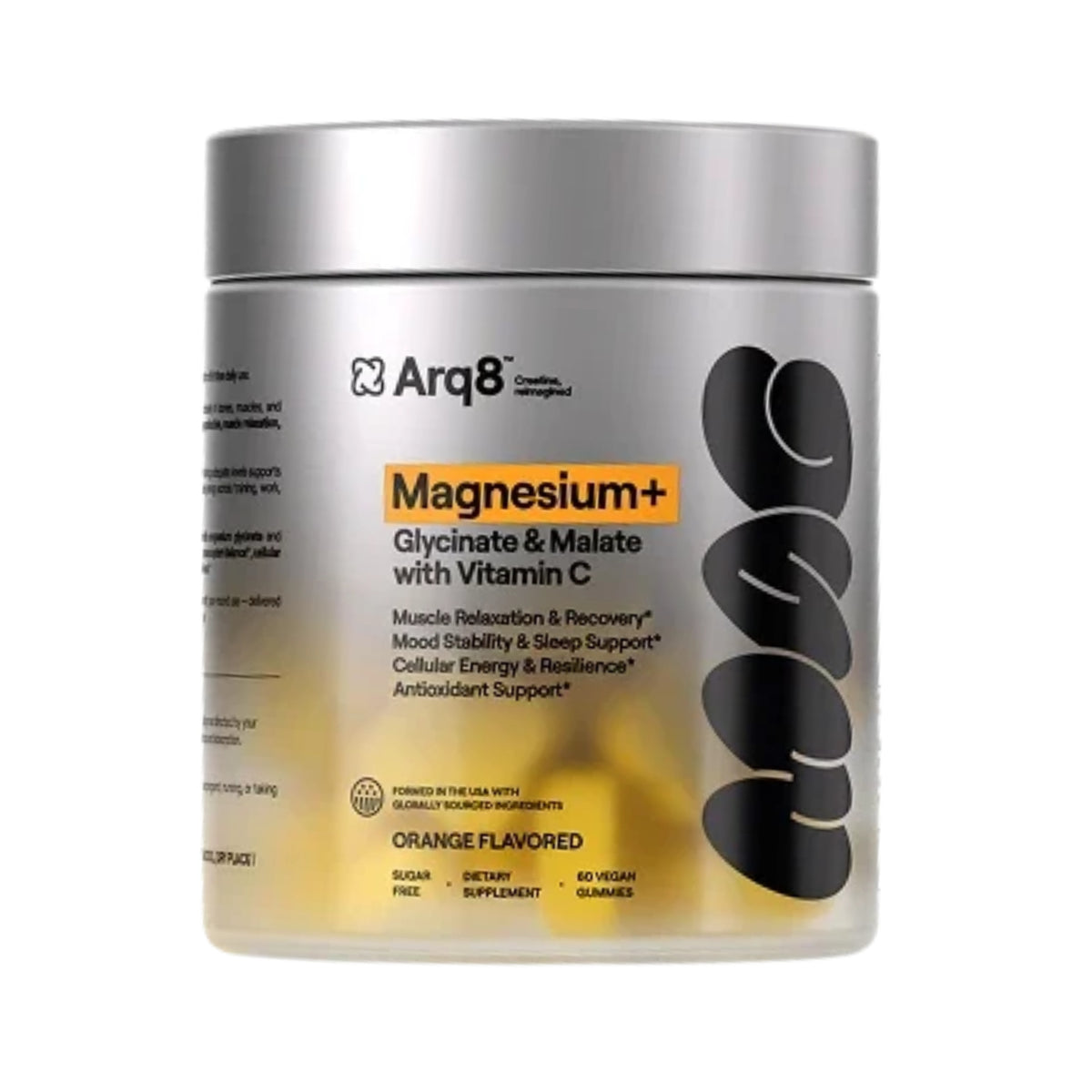 Arq8, Magnesium+ Gummies Orange Flavor, 60 Vegan Capsules UPC 850081849155 | Hilife Vitamins
