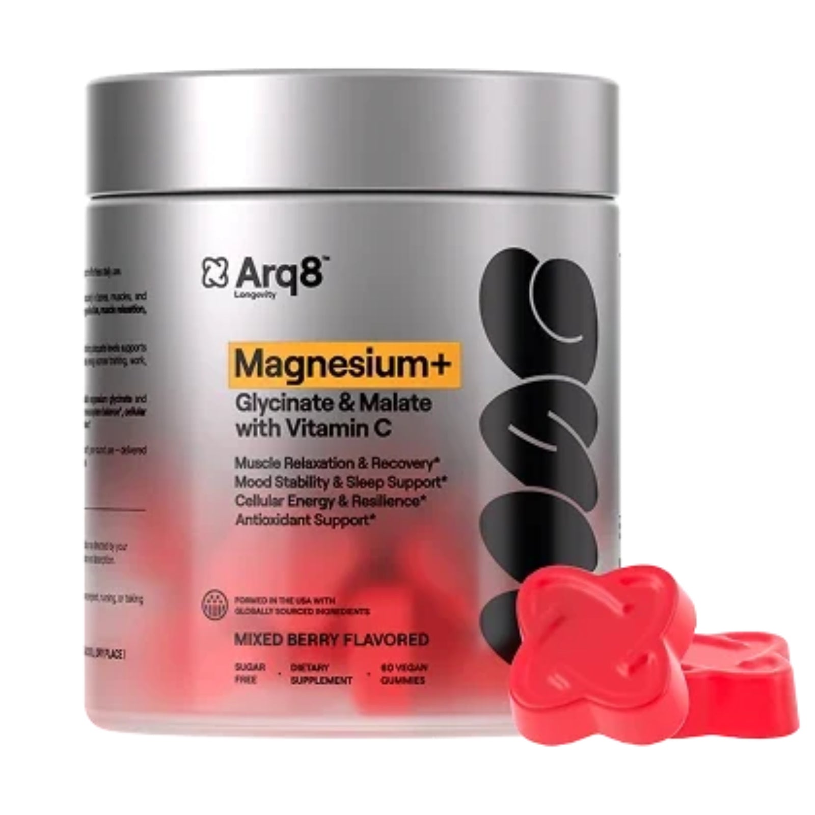 Arq8, Magnesium+ Gummies Mixed Berry Flavor, 60 Vegan Gummies UPC 850081849179 | Hilife Vitamins