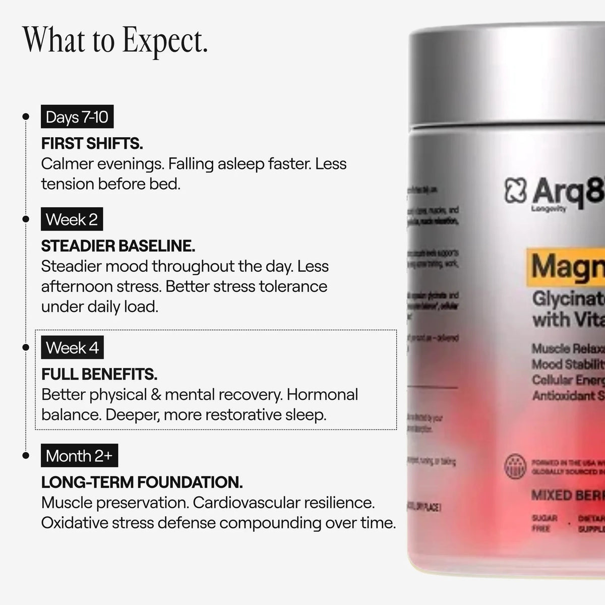 Arq8, Magnesium+ Gummies Mixed Berry Flavor, 60 Vegan Gummies UPC 850081849179 | Hilife Vitamins