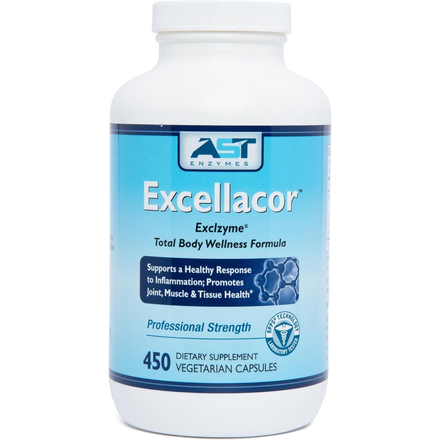 AST Enzymes, Excellacor™, 450 Vegetarian Caplets UPC 850213002090 | Hilife Vitamins