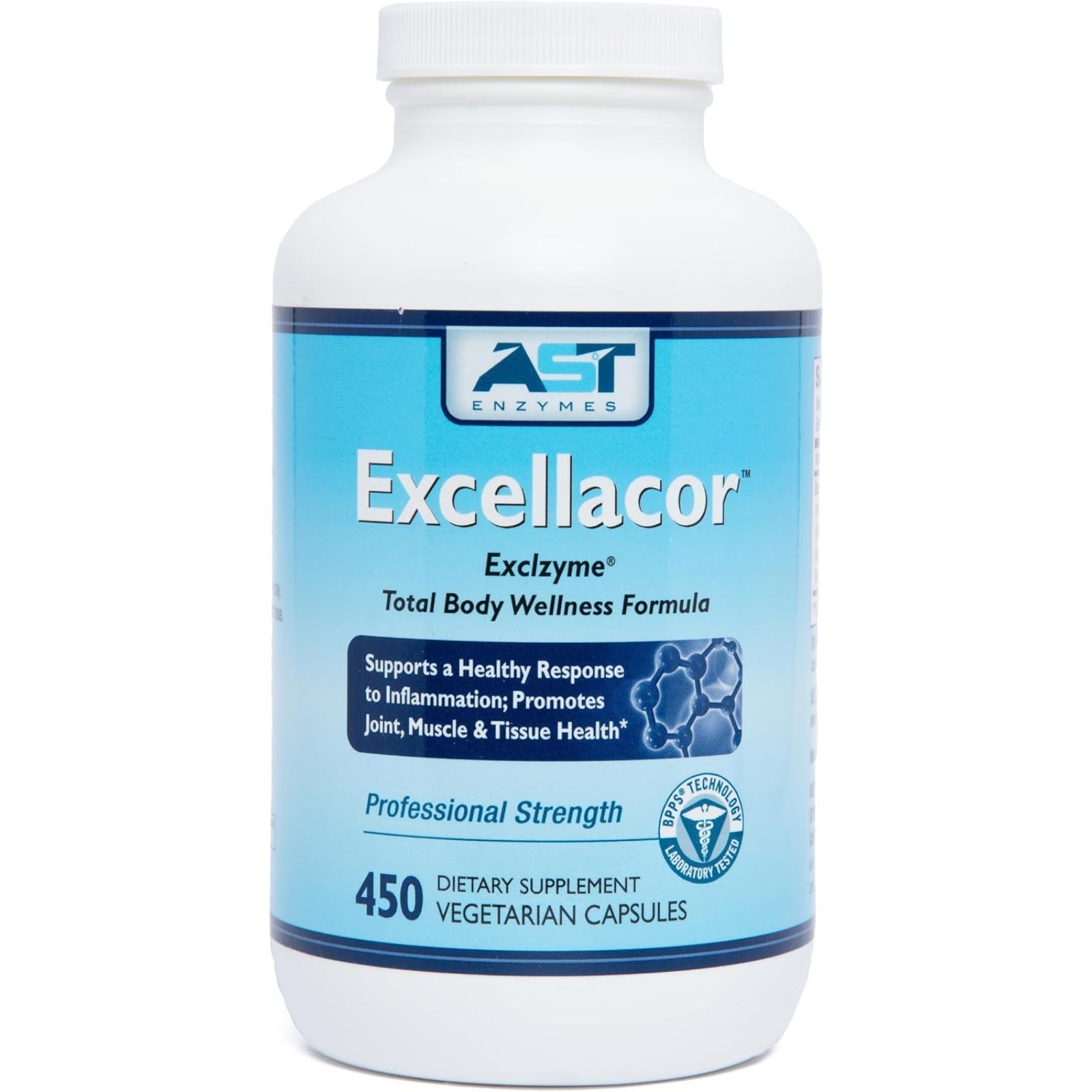 AST Enzymes, Excellacor™, 450 Vegetarian Caplets UPC 850213002090 | Hilife Vitamins