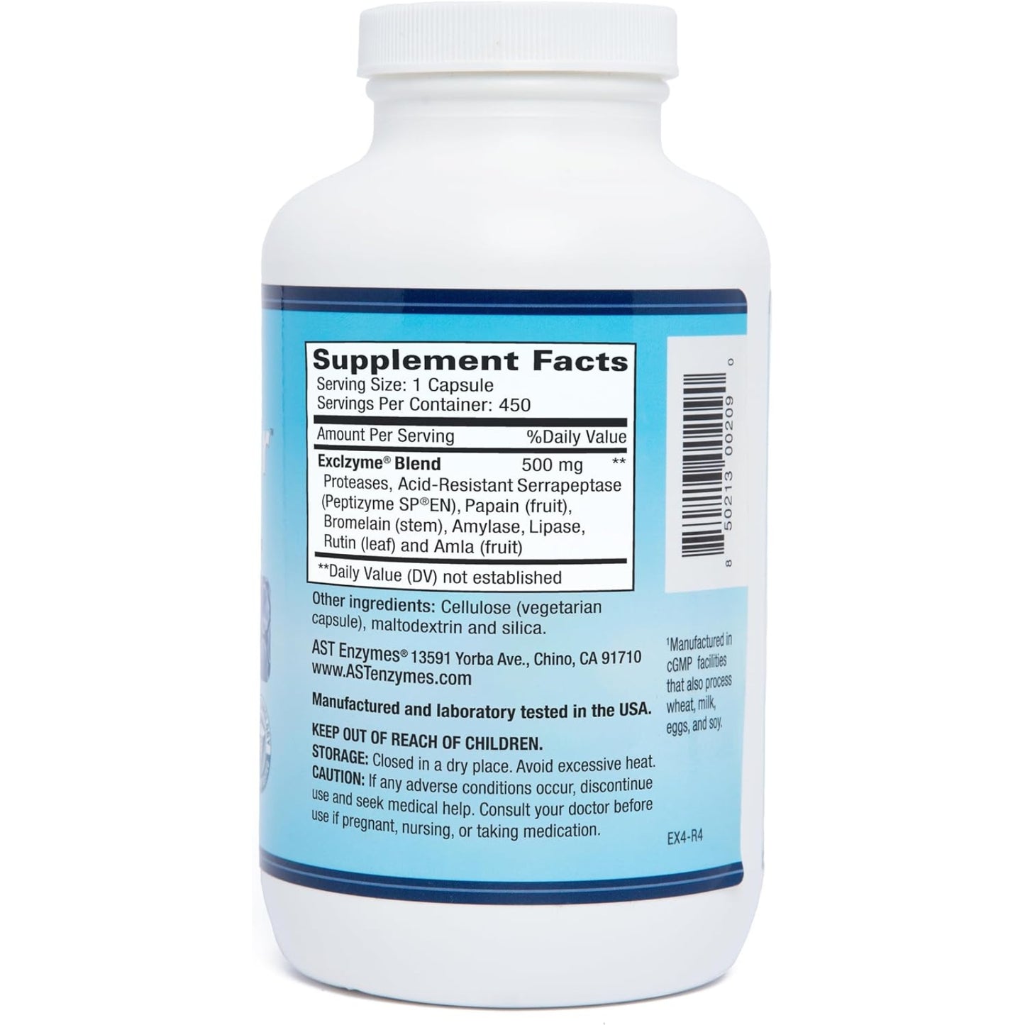 AST Enzymes, Excellacor™, 450 Vegetarian Caplets UPC 850213002090 | Hilife Vitamins