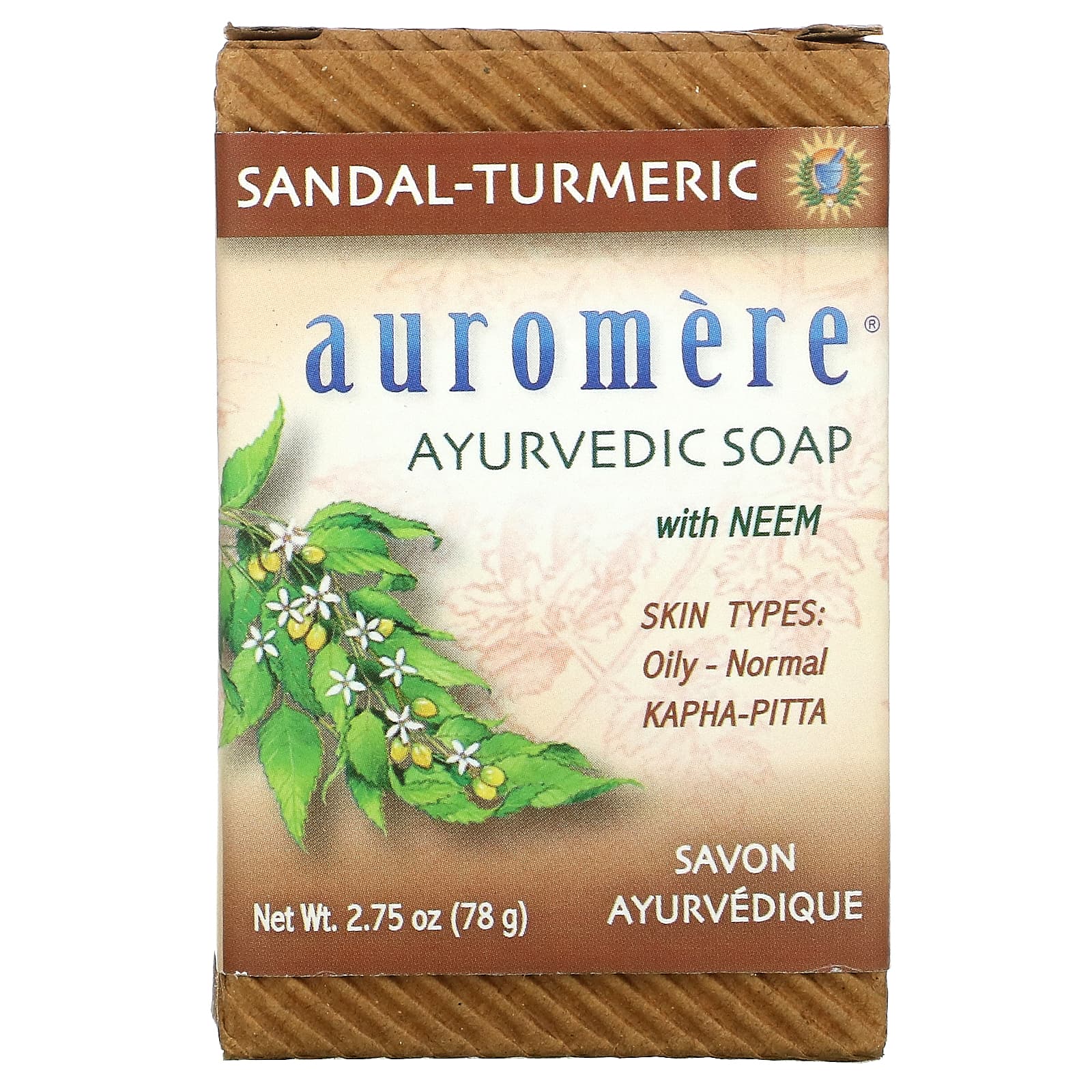 Auromere Imports, Ayurvedic Bar Soap Sandal-Turmeric, 2.75 Oz UPC 027275400014 | HiLife Vitamins
