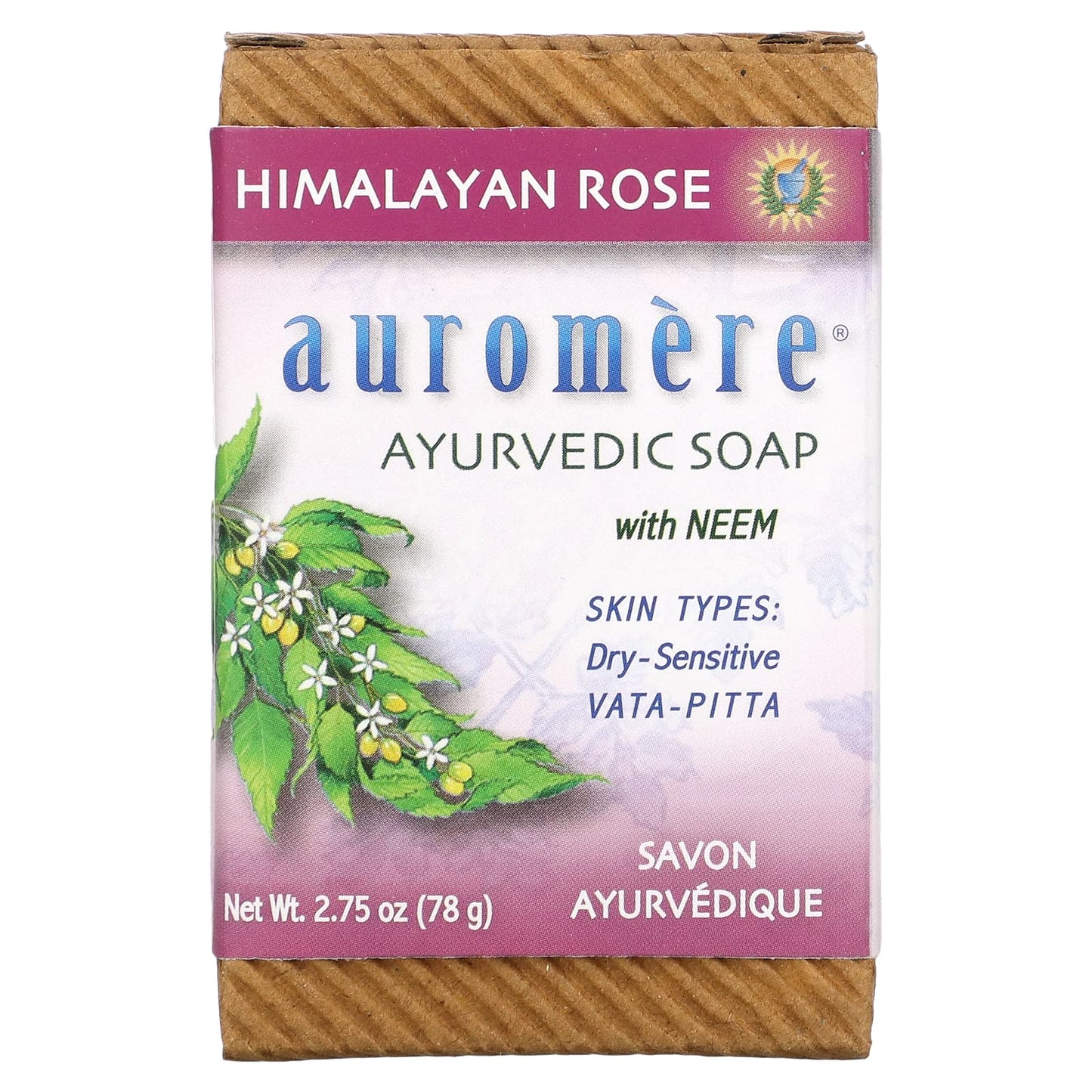 Auromere Imports, Ayurvedic Bar Soap Himalayan Rose, 2.75 Oz UPC 027275400069 | HiLife Vitamins