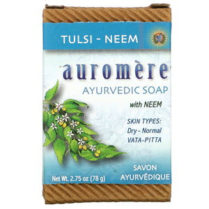 Auromere Imports, Ayurvedic Bar Soap Tulsi-Neem, 2.75 Oz - 027275400106 | Hilife Vitamins