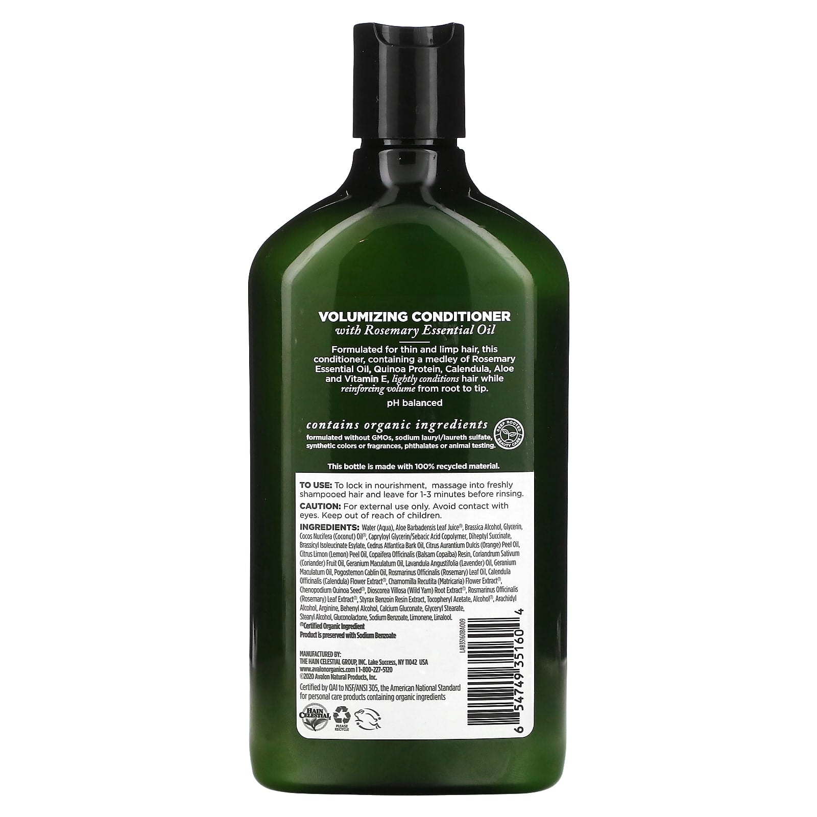 Avalon Organics, Conditioner Organic Rosemary - Volumizing, 11 Oz UPC 654749351604 | Hilife Vitamins