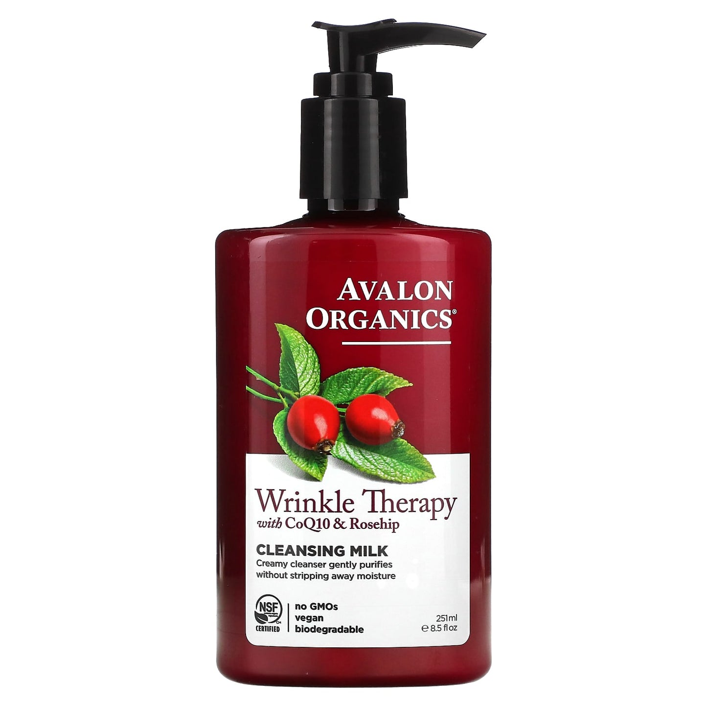 Avalon Organics, Wrinkle Therapy Cleansing Milk, 8.5 Oz UPC 654749358122 | HiLife Vitamins