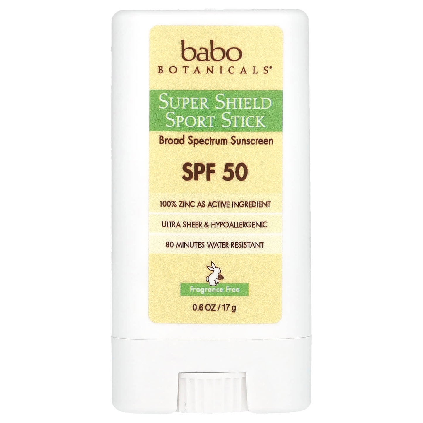 Babo Botanicals, Super Shield SPF 50 Sport Stick Sunscreen For Face & Body, .6 Oz UPC 899248002194 | Hilife Vitamins