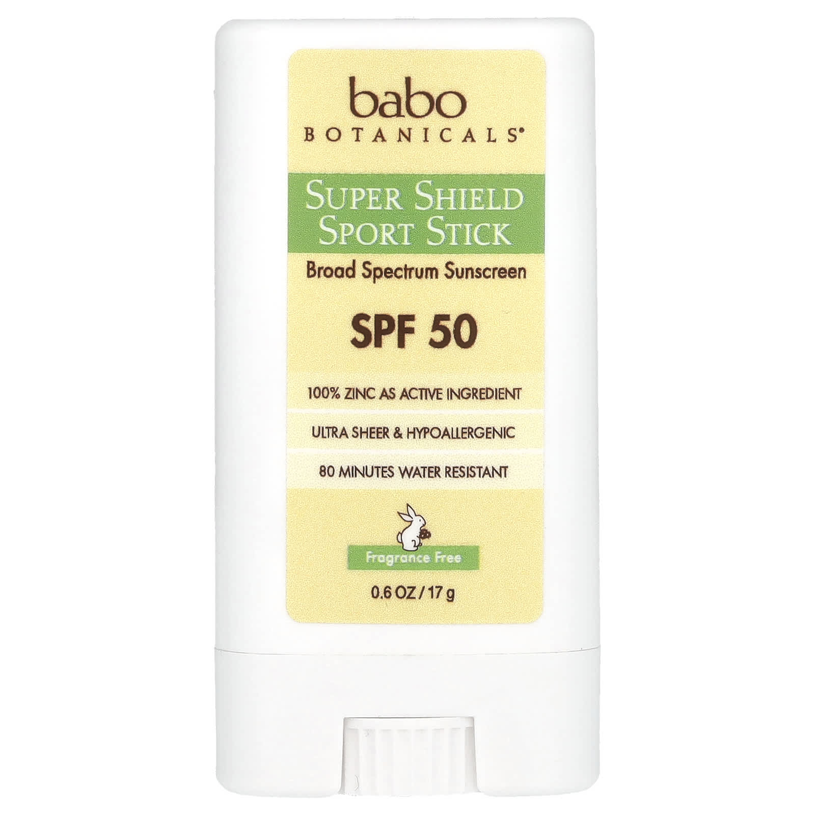 Babo Botanicals, Super Shield SPF 50 Sport Stick Sunscreen For Face & Body, .6 Oz UPC 899248002194 | Hilife Vitamins