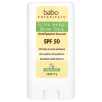 Babo Botanicals, Super Shield SPF 50 Sport Stick Sunscreen For Face & Body, .6 Oz UPC 899248002194 | Hilife Vitamins