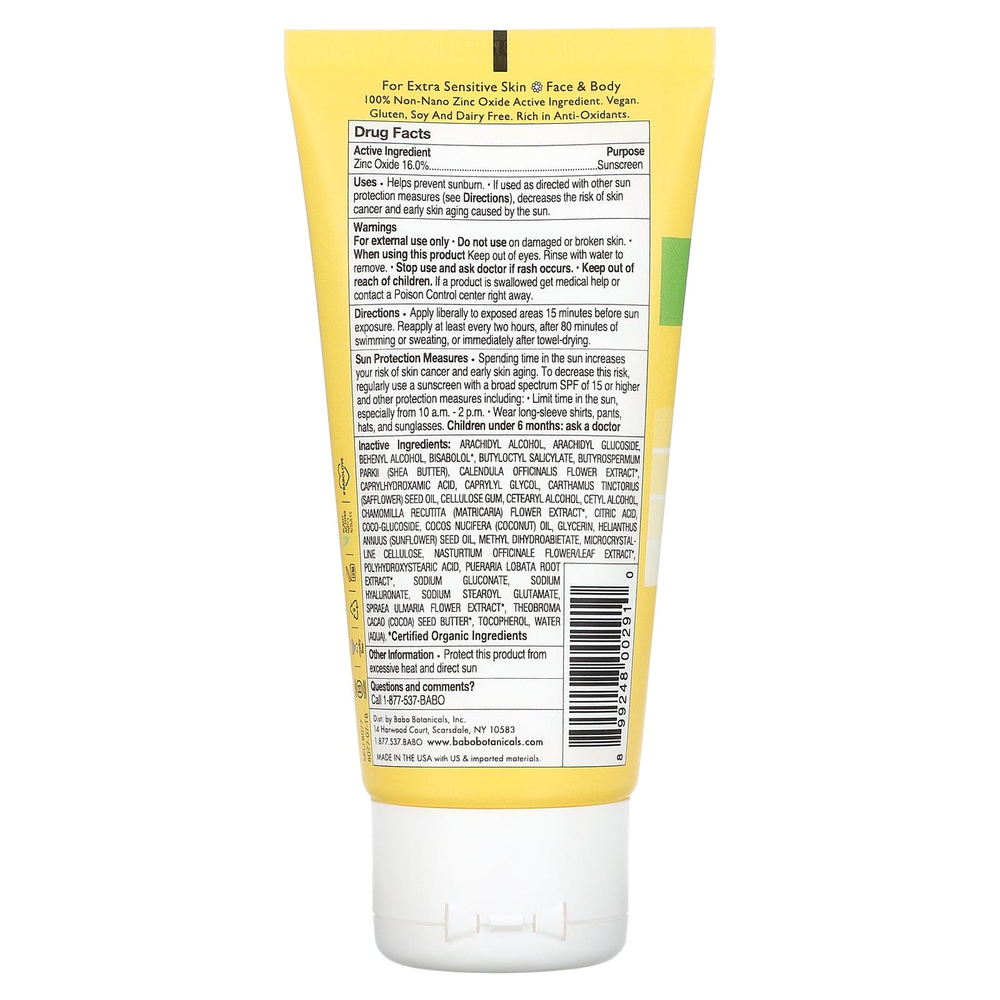 Babo Botanicals, 30 SPF Clear Zinc Sun Screen Lotion Unscented, 3 Oz UPC 899248002910 | Hilife Vitamins