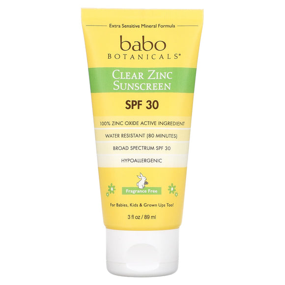 BABO BOTANICALS, 30 SPF Clear Zinc Sun Screen Lotion Unscented, 3 Oz - 899248002910 | Hilife Vitamins