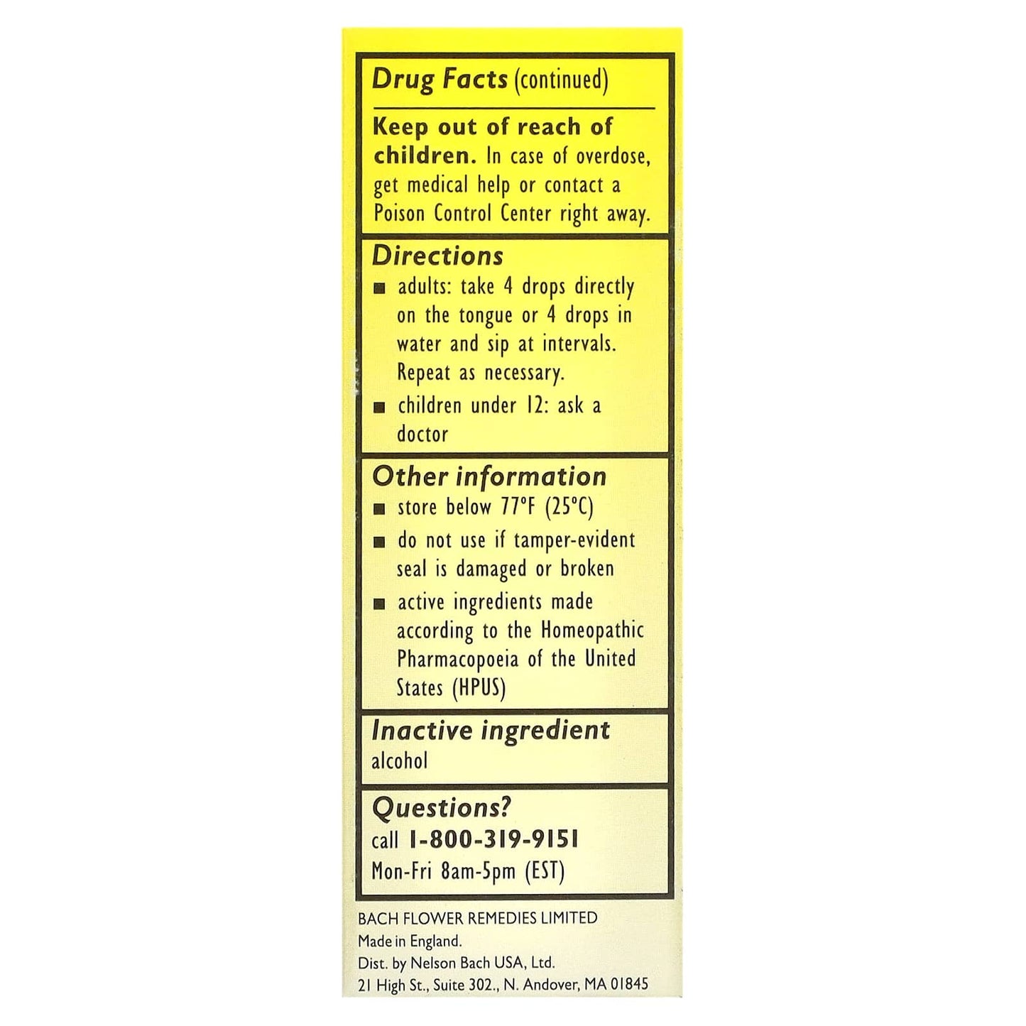 Bach Flower, Rescue Remedy Flower Essence, .35 Oz Liquid UPC 741273003908 | Hilife Vitamins