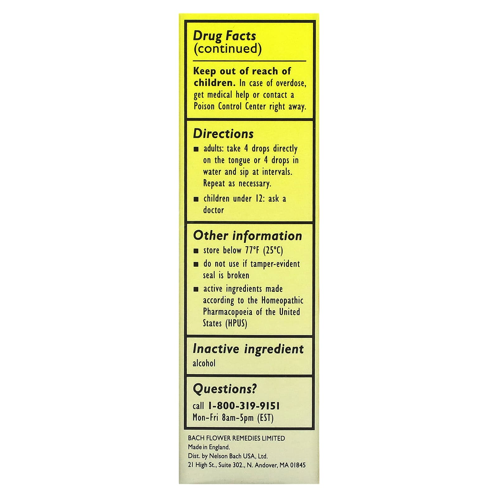 Bach Flower, Rescue Remedy Flower Essence, .7 Oz UPC 741273003922 | Hilife Vitamins