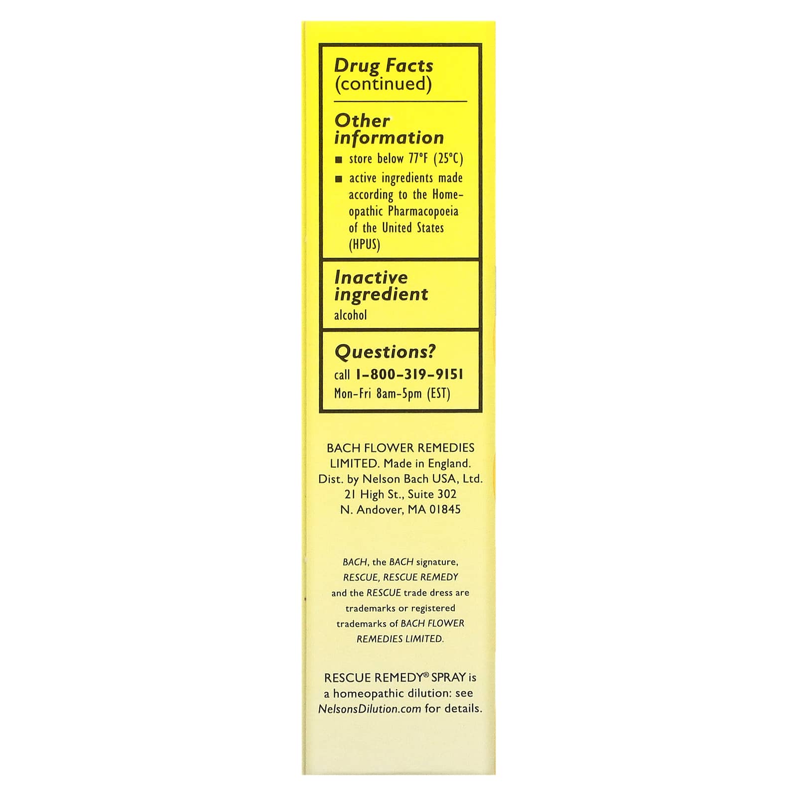 Bach Flower, Rescue Remedy Spray, 20 Liquid UPC 741273013952 | Hilife Vitamins
