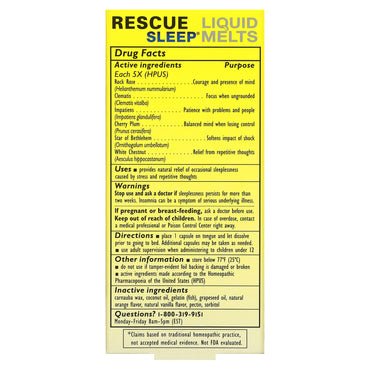 Bach Flower, Rescue Sleep Liquid Melts, 28 Capsules UPC 741273015284 | Hilife Vitamins