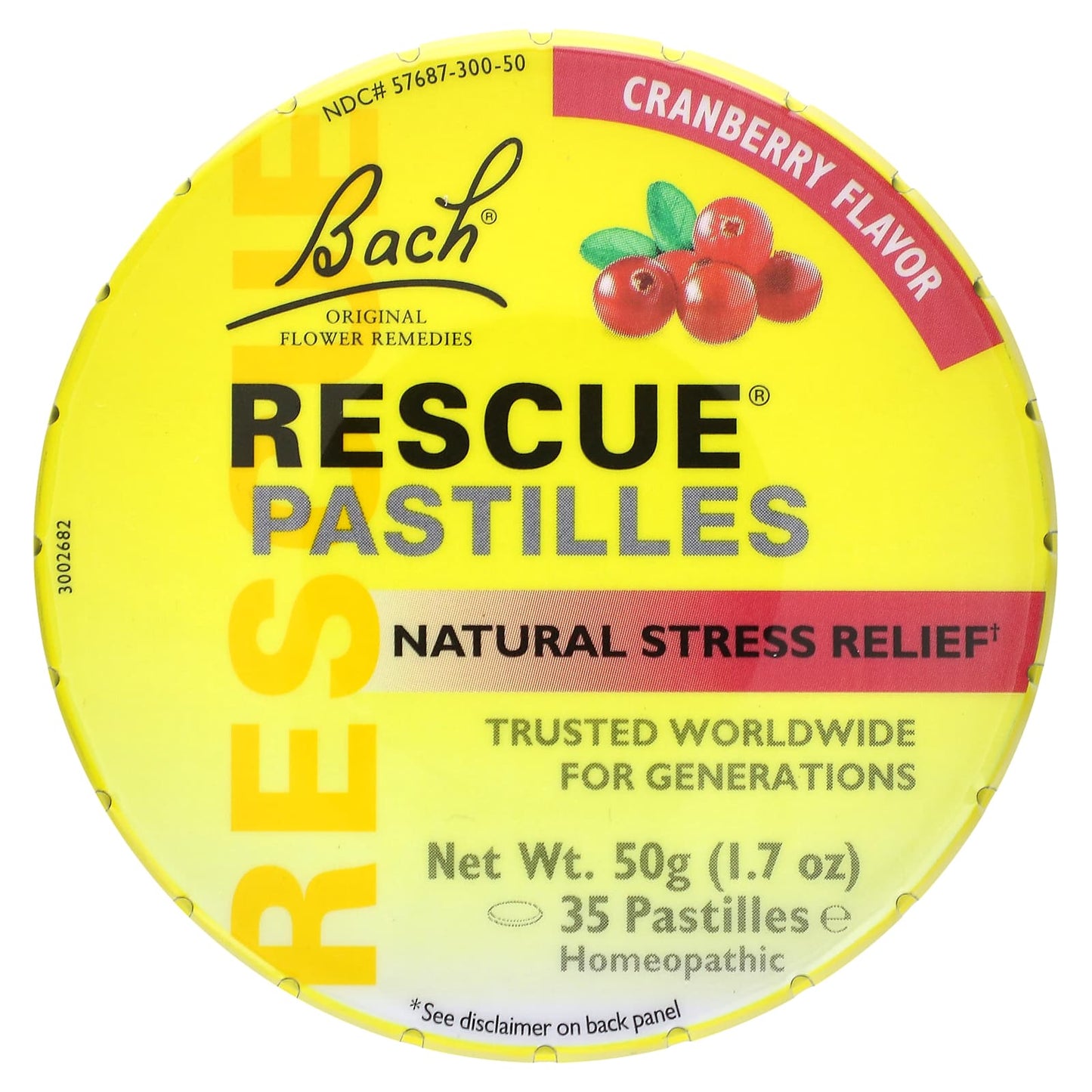 Bach Flower, Rescue Pastilles Tin Cranberry, 1.7 Oz UPC 741273015390 | Hilife Vitamins