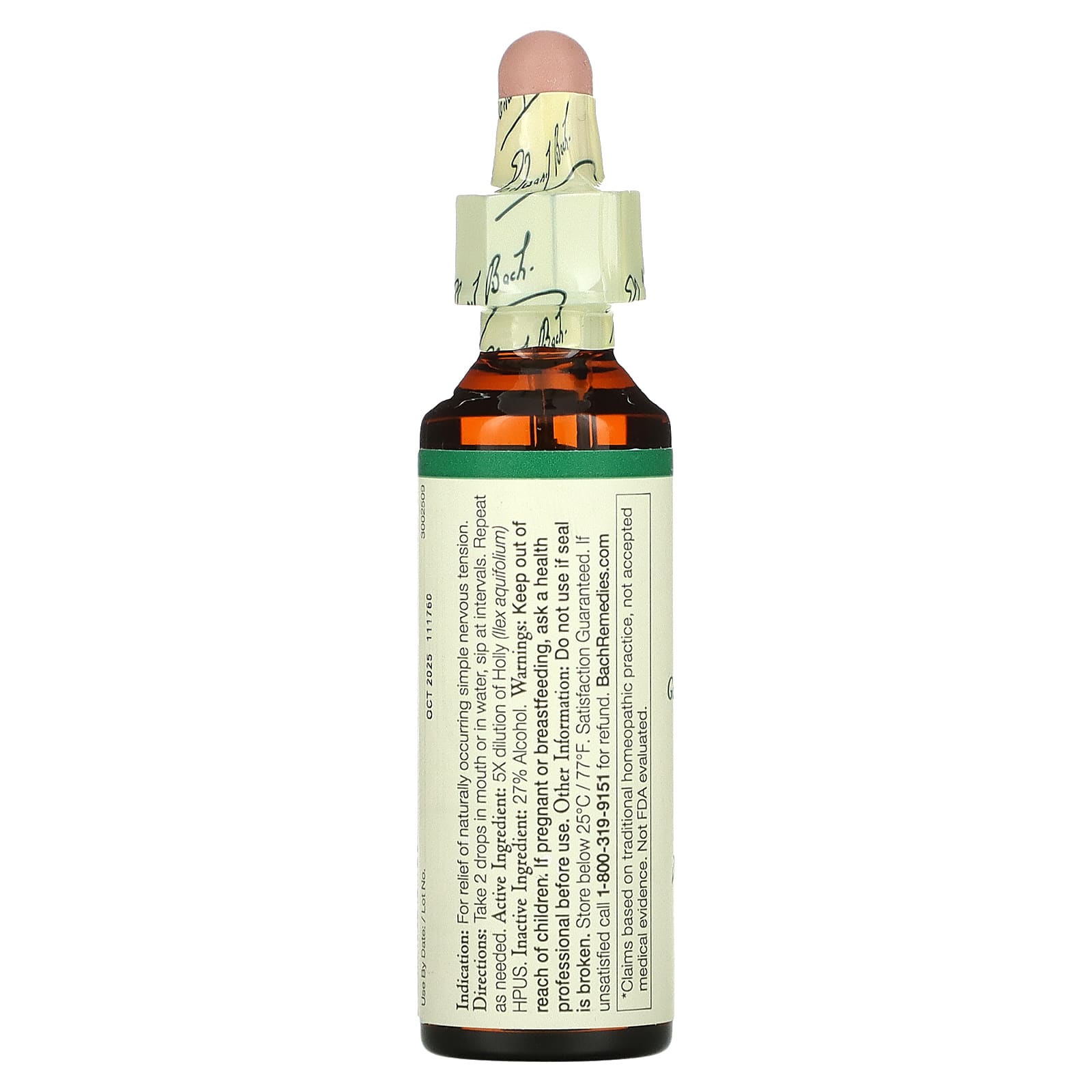 Bach Flower, Flower Essence Holly, .7 oz Liquid UPC 741273205517 | Hilife Vitamins