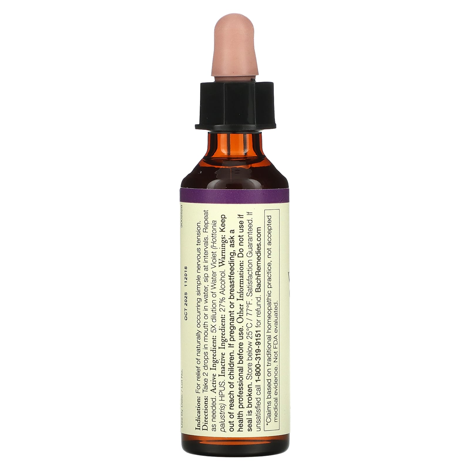 Bach Flower, Flower Essence Water Violet, .7 oz Liquid UPC 741273207412 | Hilife Vitamins