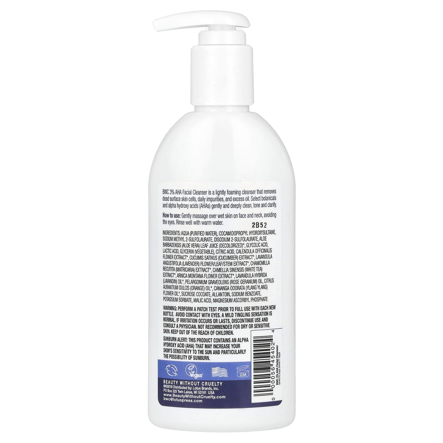 Beauty Wo Cruelty, 3% AHA Facial Cleanser, 8.5 Oz UPC 000056454024 | Hilife Vitamins