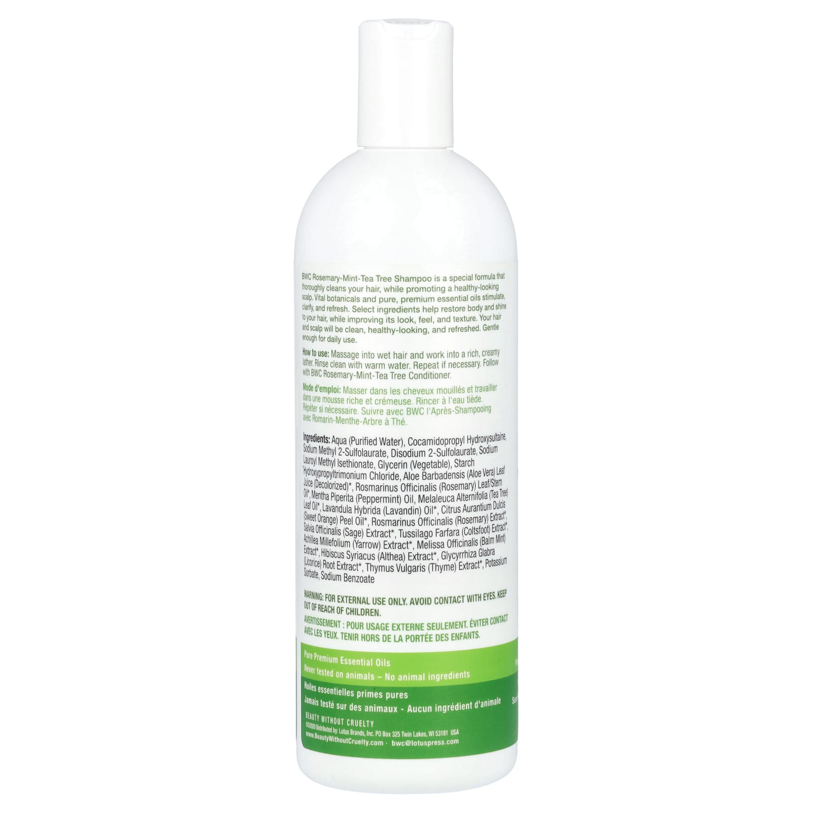 Beauty Wo Cruelty, Shampoo Rosemary Mint Tea Tree, 16 Oz UPC 000056454666 | Hilife Vitamins