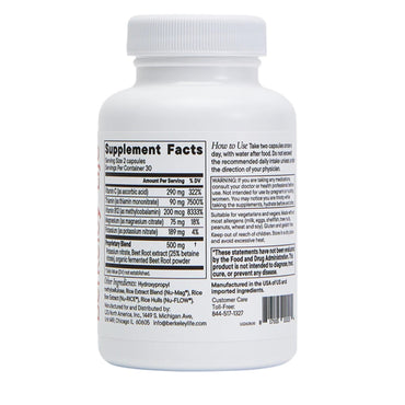 Berkeley Life Professional, Nitric Oxide Foundation, 60 Capsules UPC 817105020204 | HiLife Vitamins