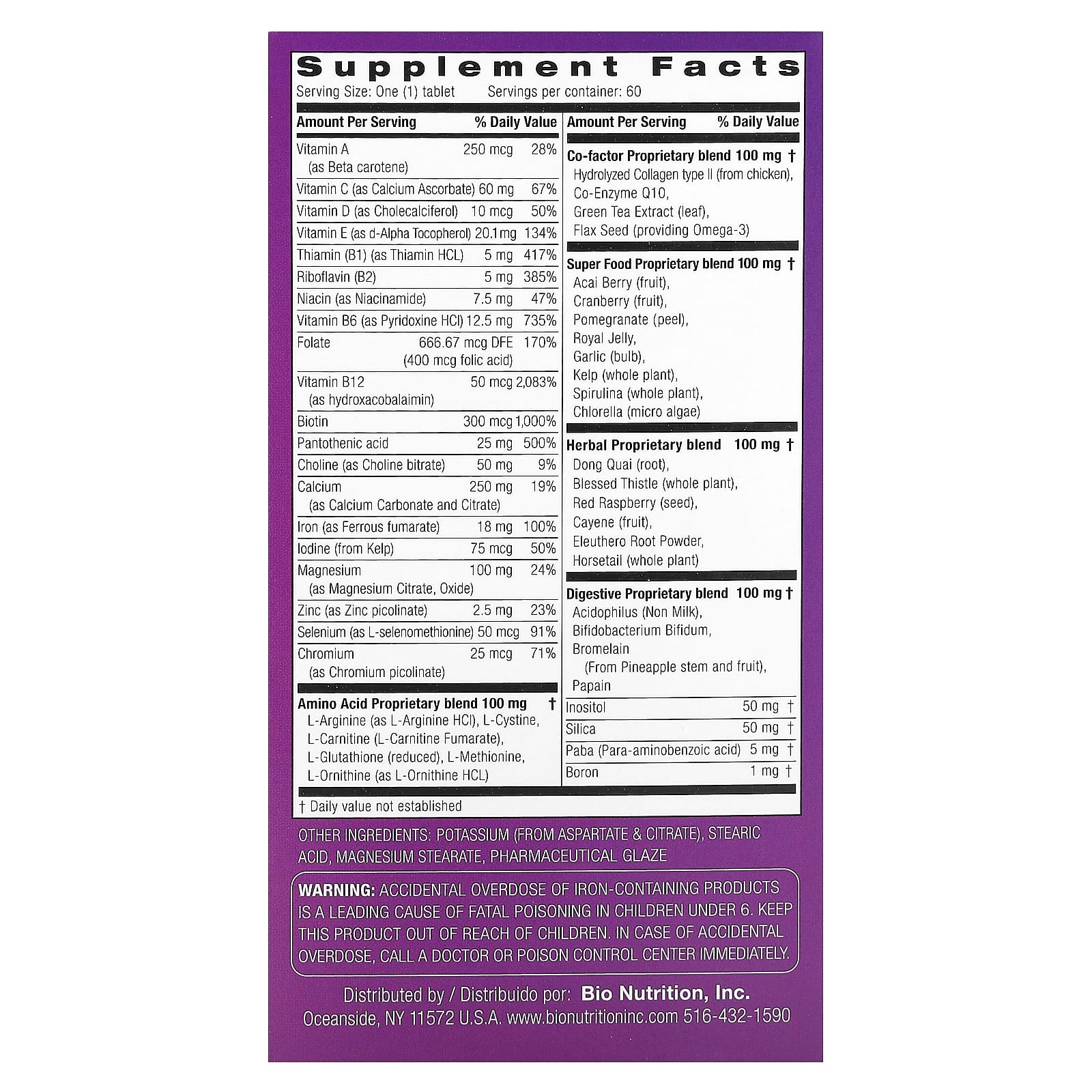 Bio Nutrition, Women Wellness, 60 Tablets UPC 854936003068 | Hilife Vitamins