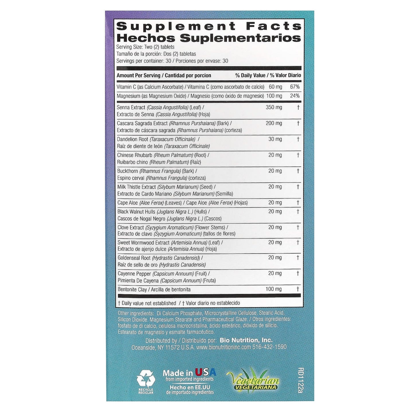 Bio Nutrition, Total Colon Wellness, 60 Tablets UPC 854936003075 | Hilife Vitamins