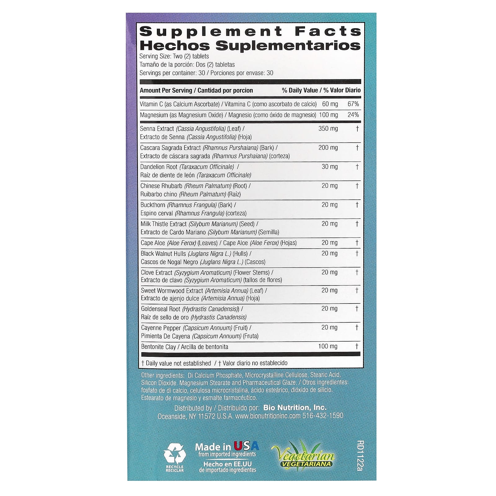 Bio Nutrition, Total Colon Wellness, 60 Tablets UPC 854936003075 | Hilife Vitamins