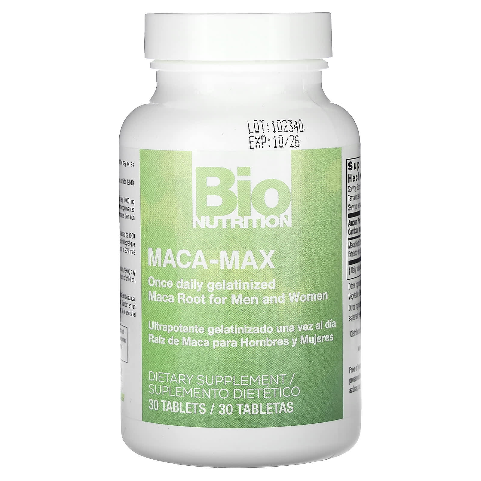 Bio Nutrition, Maca Max Once Daily, 30 Tablets UPC 854936003099 | Hilife Vitamins